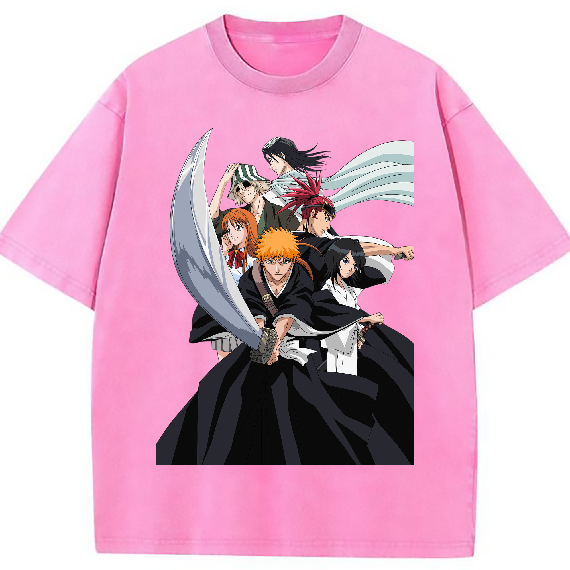 （画像用） ブリーチ 黒崎一護（くろさき いちご）BLEACH Kurosaki Ichigo 綿100% ヴィンテージ風 半袖Tシャツ（フロントプリント）